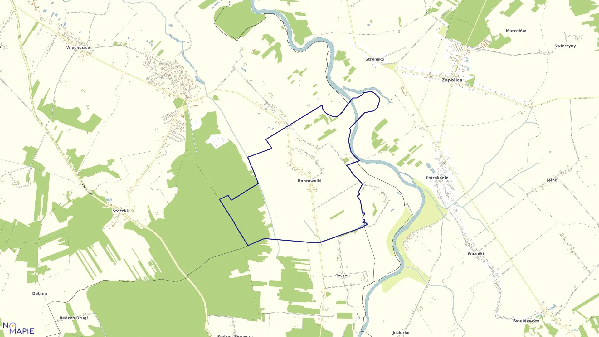 Mapa obrębu BOBROWNIKI w gminie Sieradz