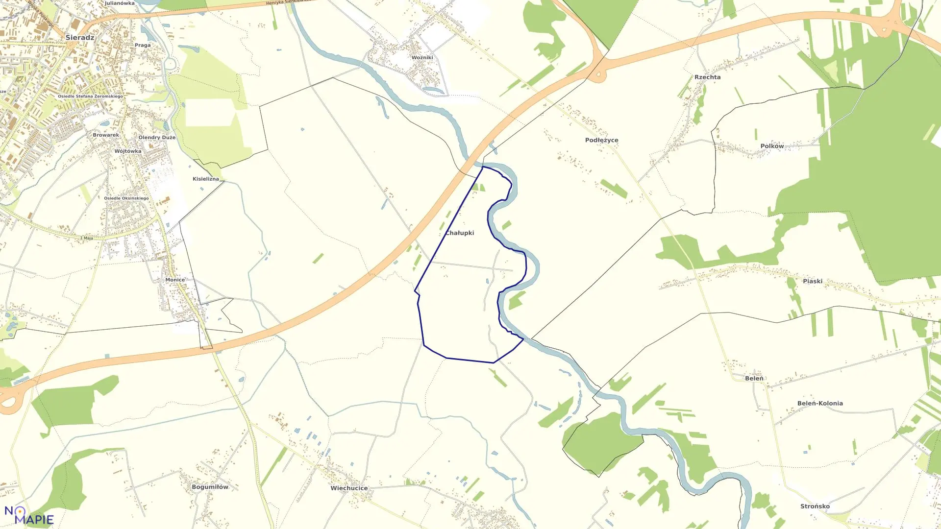 Mapa obrębu CHAŁUPKI w gminie Sieradz