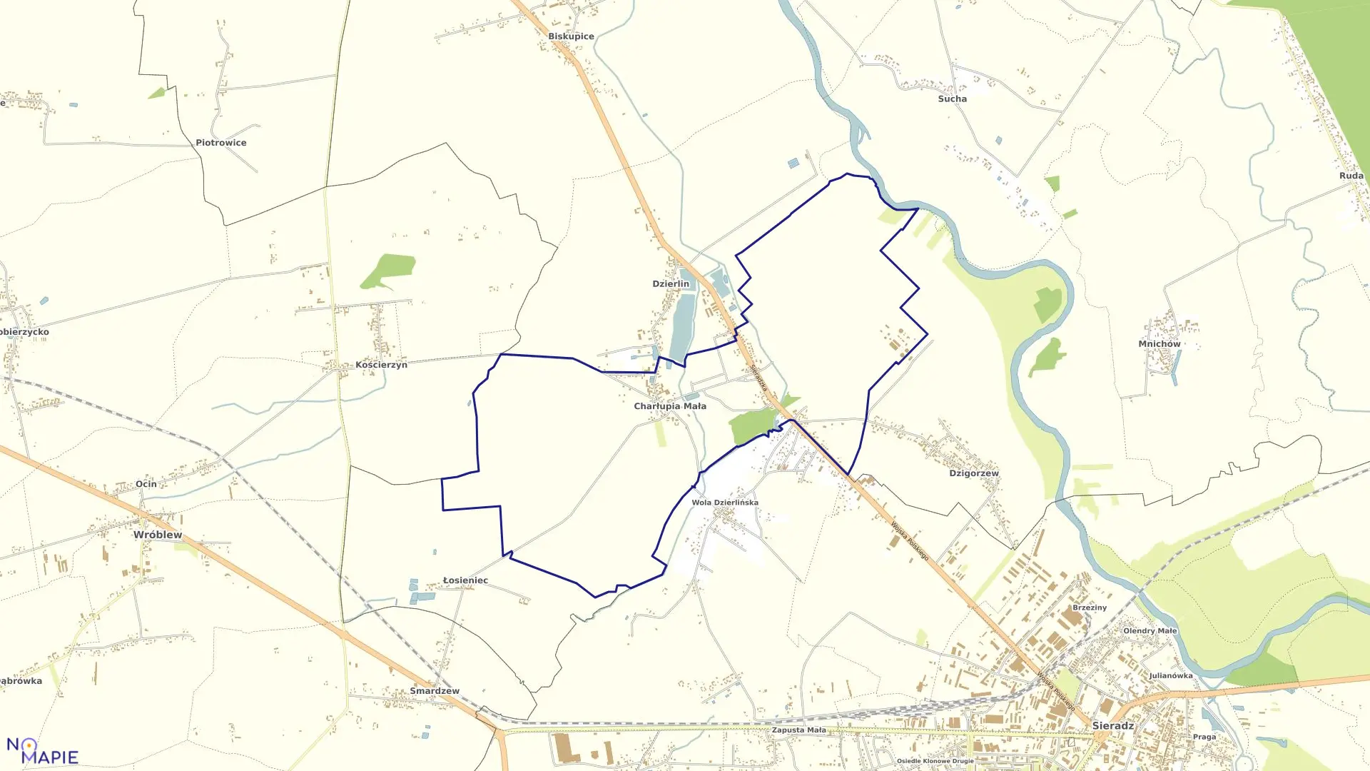 Mapa obrębu CHARŁUPIA MAŁA w gminie Sieradz