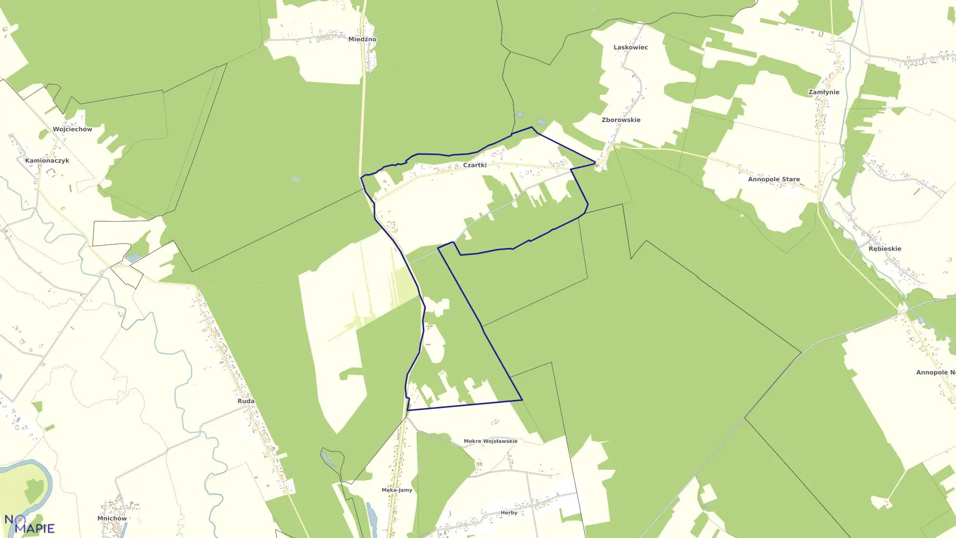 Mapa obrębu CZARTKI w gminie Sieradz