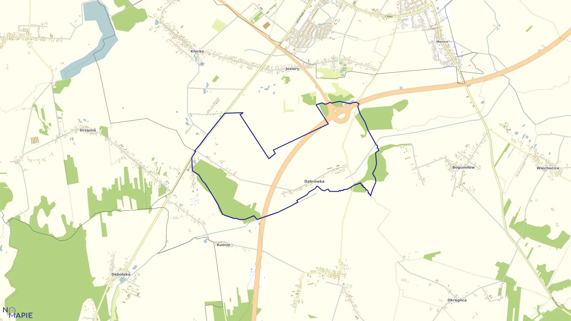 Mapa obrębu DĄBRÓWKA w gminie Sieradz