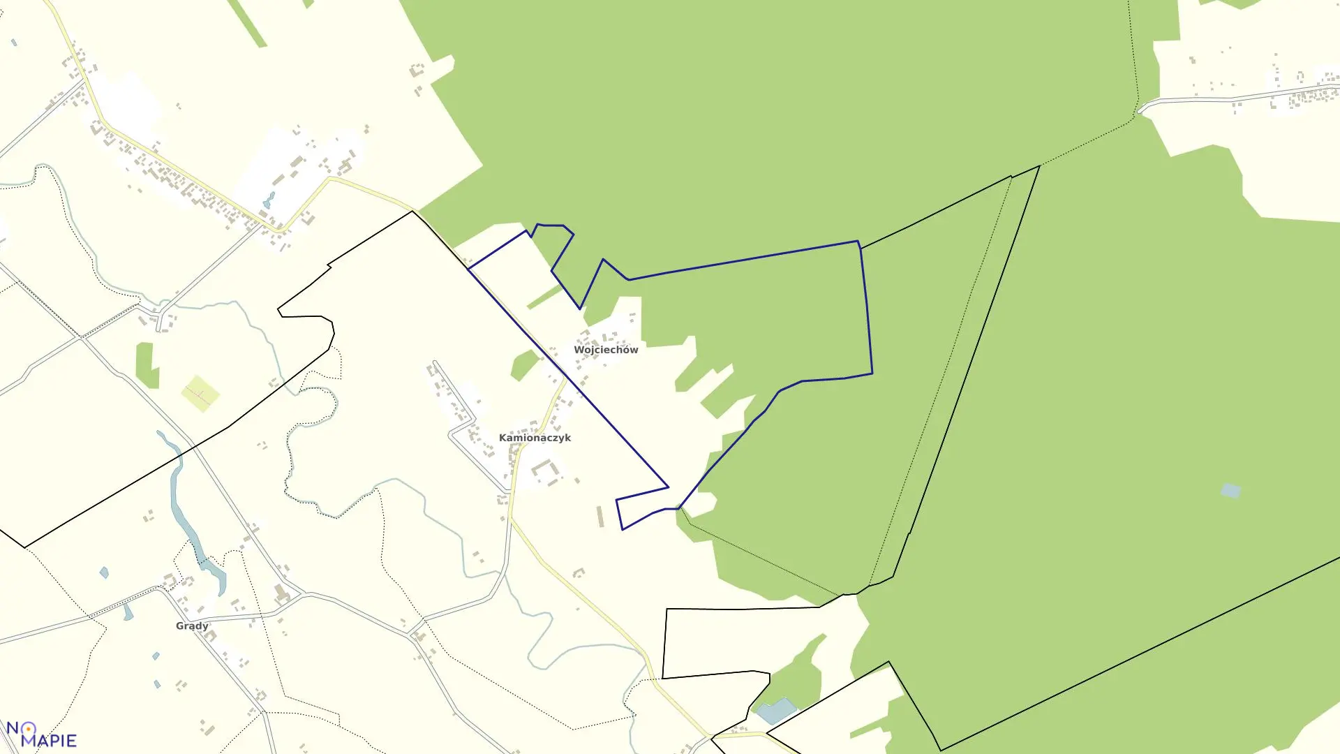 Mapa obrębu WOJCIECHÓW w gminie Sieradz